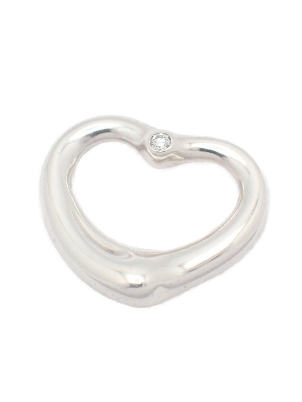 Tiffany & Co Open Heart Pendant 925 Sterling Silver Diamond Necklace
